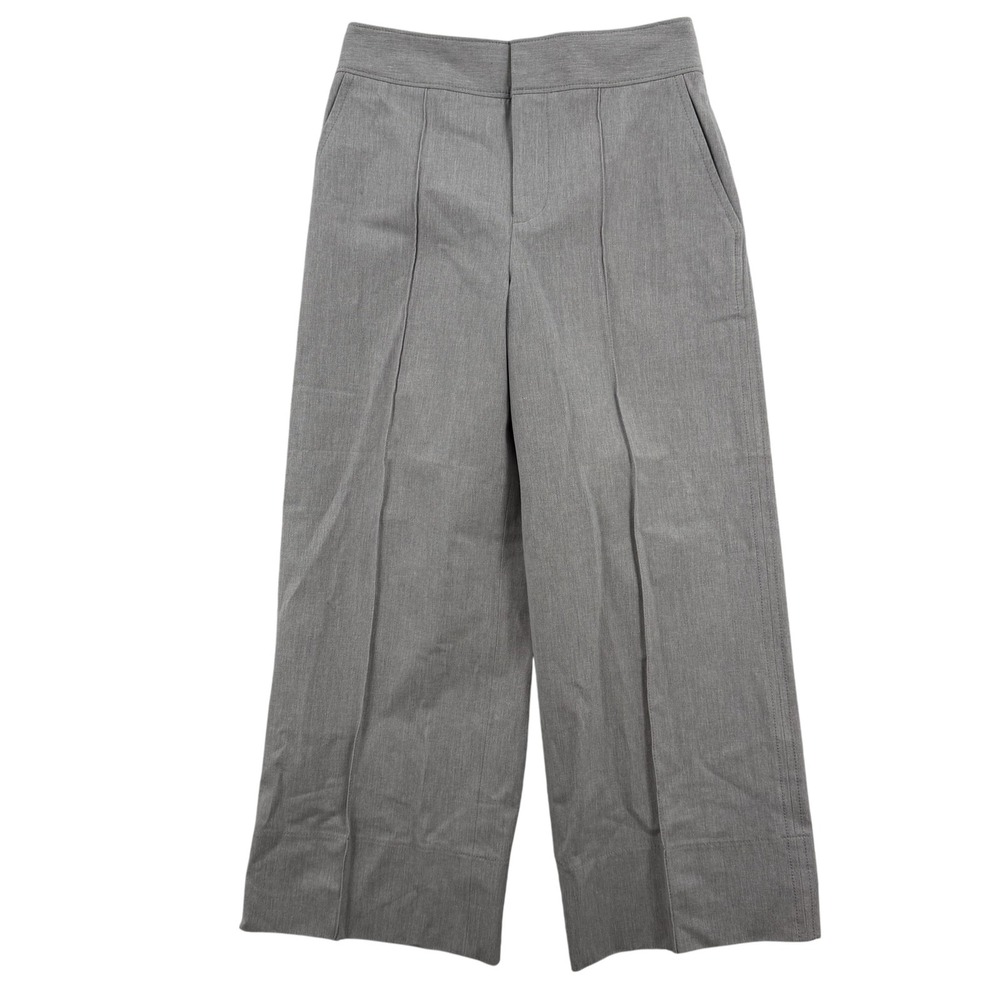 Club Monaco Pants Womens 0 Light Grey Gittel Pant Wide Leg Cropped Work Pantalon